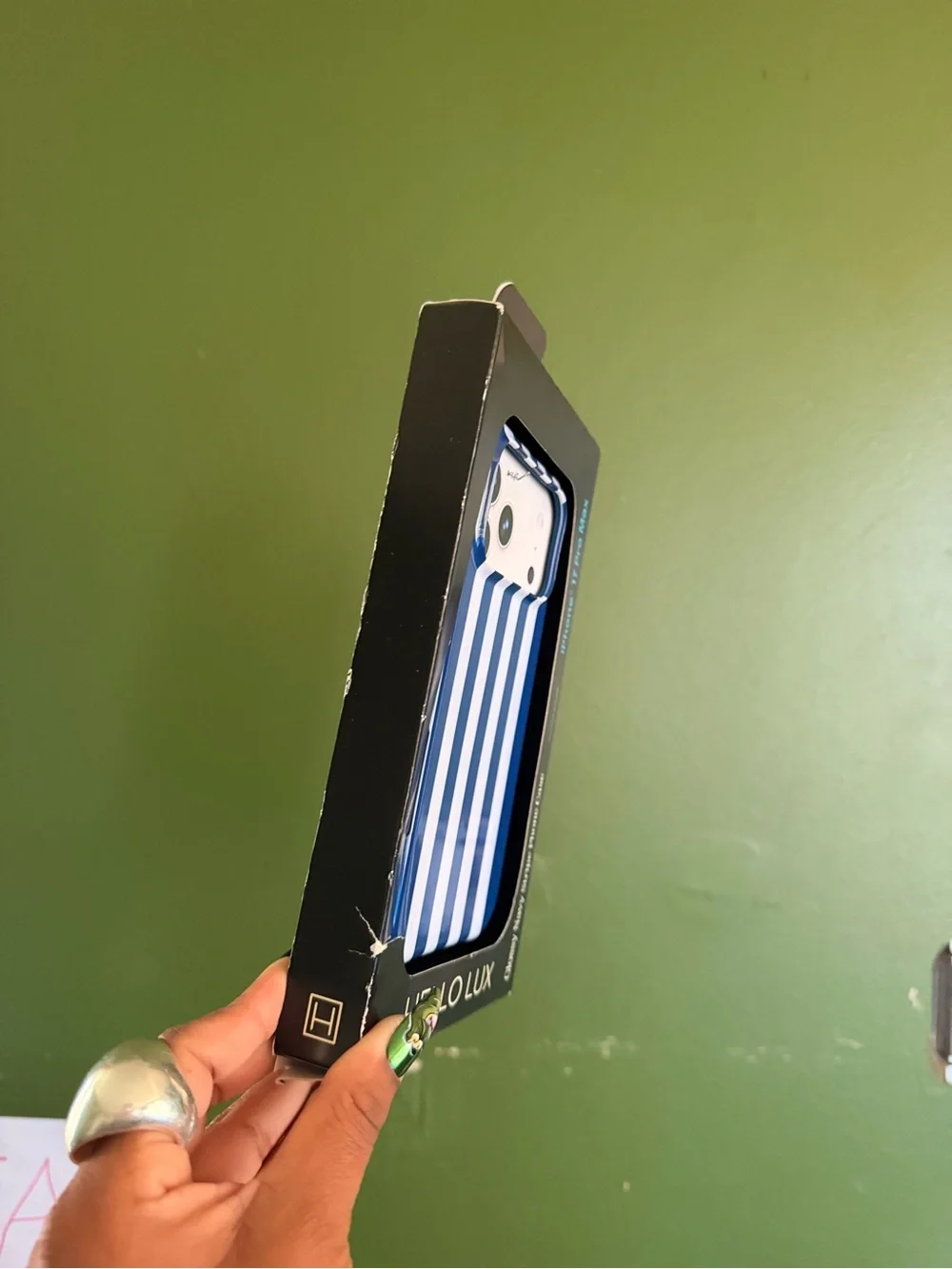 Casetify Glossy Blue and White Striped Phone Case
